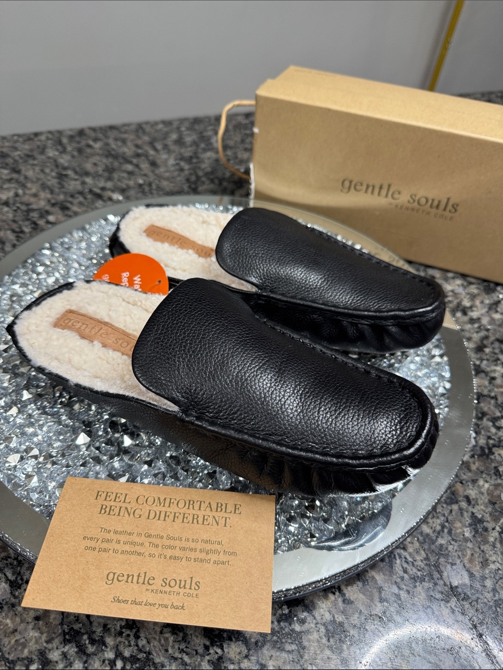 gentle souls Mina driver mules Black Leather water repellent Slip-On Slippers